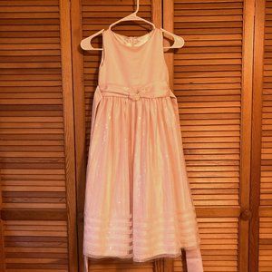 American Princess Light Pink Sleeveless Girls Dress, Size 8, sequined overlay